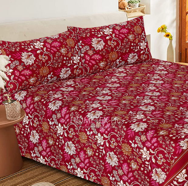 Luvoza Cotton Bed Sheet - King - 3pcs - CSB388