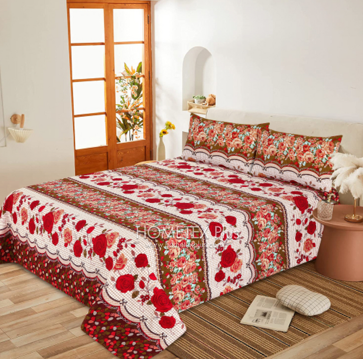 Luvoza Cotton Bed Sheet - King - 3pcs - CSB389