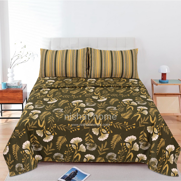 Divine Pure Cotton Bed Sheet - King - 3pcs - DBS291