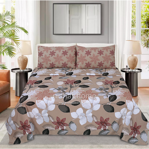 Divine Pure Cotton Bed Sheet - King - 3pcs - DBS292
