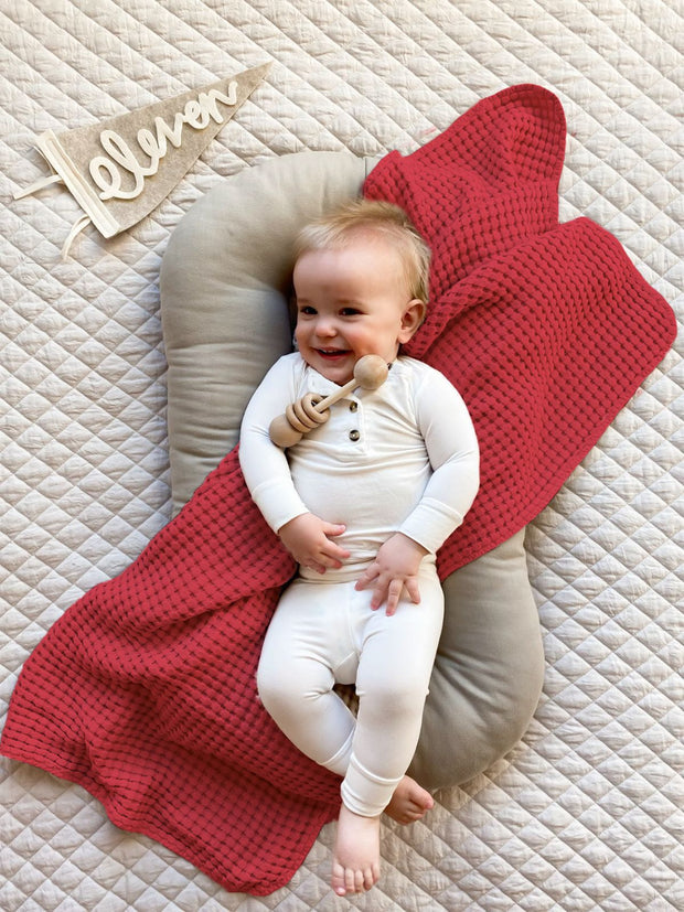 Baby Waffle Weave Blanket - Reddish - BWB01