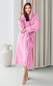 Luxury Unisex Fleece Bath Robe - Pink - UBR04