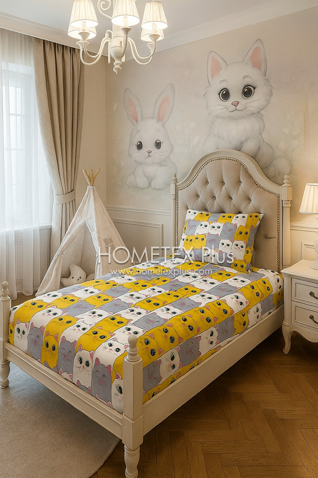 Divine Pure Cotton Kids Bed Sheet -cutecats- Single - DSB148
