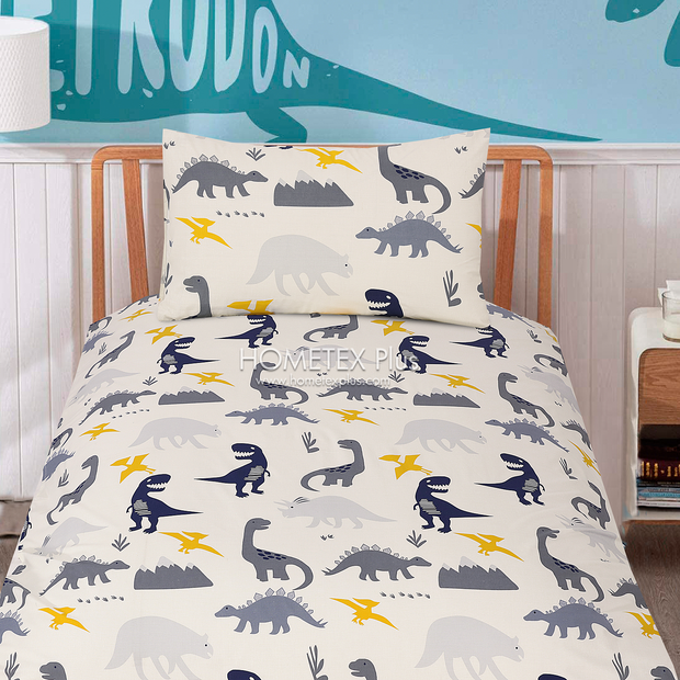 Divine Pure Cotton Kids Bed Sheet - Dinosaurs- Single - DSB123