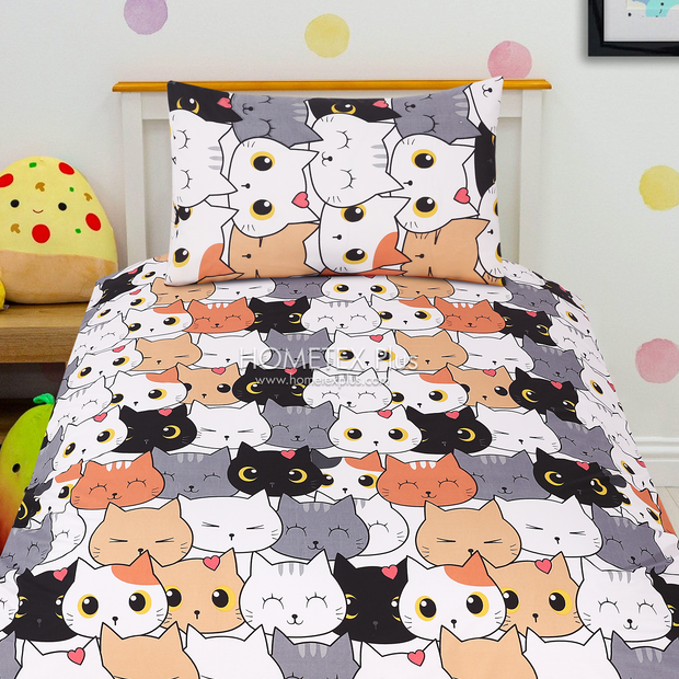 Divine Pure Cotton Kids Bed Sheet - Kawaiicat- Single - DSB127