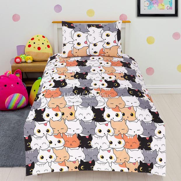 Divine Pure Cotton Kids Bed Sheet - Kawaiicat- Single - DSB127