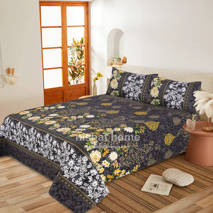 Divine Pure Cotton Bed Sheet - King - 3pcs - DBS294