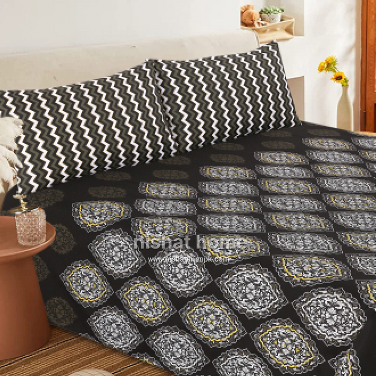 Divine Pure Cotton Bed Sheet - King - 3pcs - DBS296