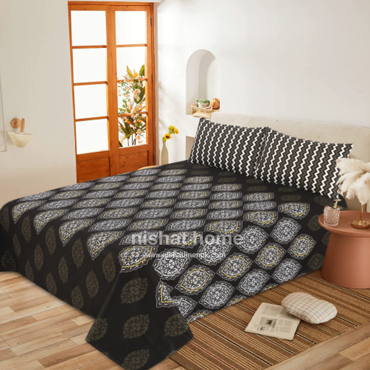 Divine Pure Cotton Bed Sheet - King - 3pcs - DBS296