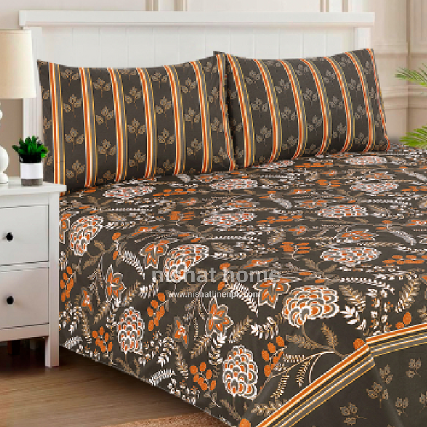 Divine Pure Cotton Bed Sheet - King - 3pcs - DBS299