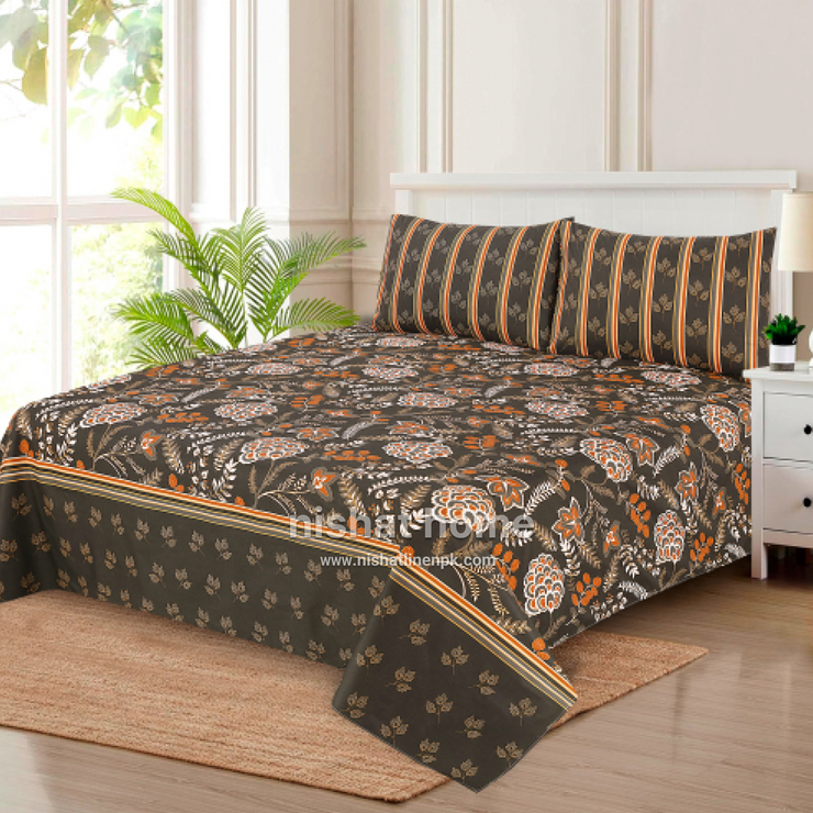 Divine Pure Cotton Bed Sheet - King - 3pcs - DBS299