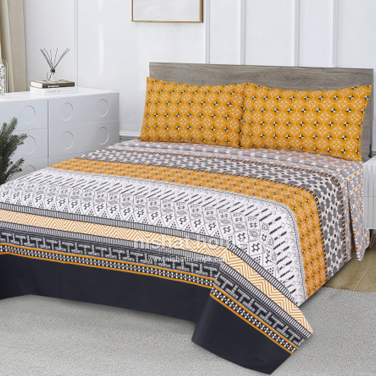 Divine Pure Cotton Bed Sheet - King - 3pcs - DBS306