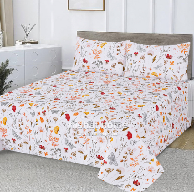 Divine Pure Cotton Bed Sheet - King - 3pcs - DBS310
