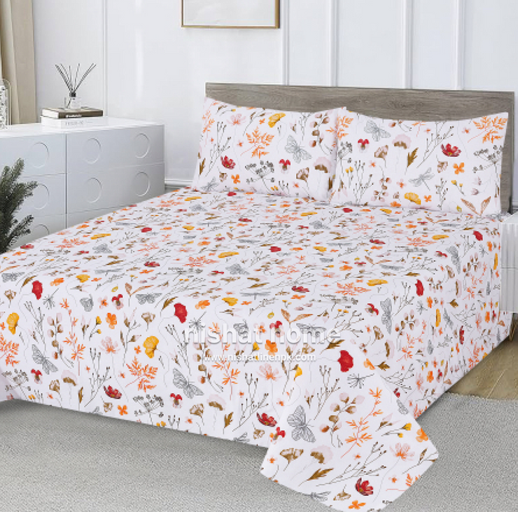 Divine Pure Cotton Bed Sheet - King - 3pcs - DBS310