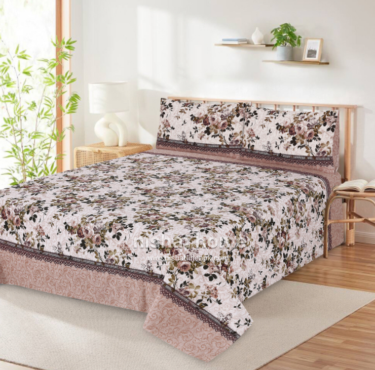 Divine Pure Cotton Bed Sheet - King - 3pcs - DBS311