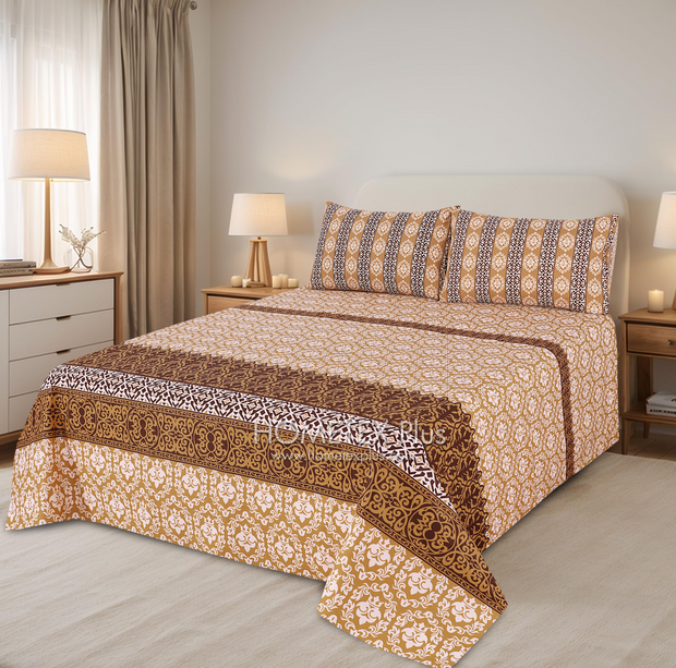 Divine Pure Cotton Bed Sheet - King - 3pcs - DBS314