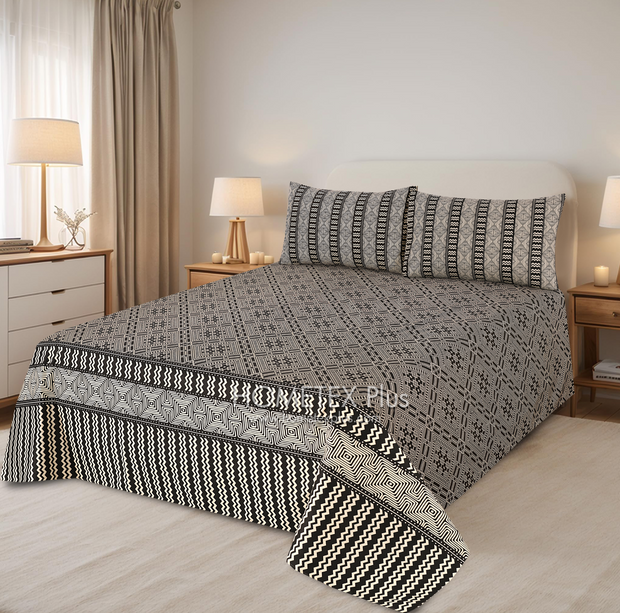 Divine Pure Cotton Bed Sheet - King - 3pcs - DBS316