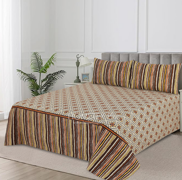 Divine Pure Cotton Bed Sheet - King - 3pcs - DBS317