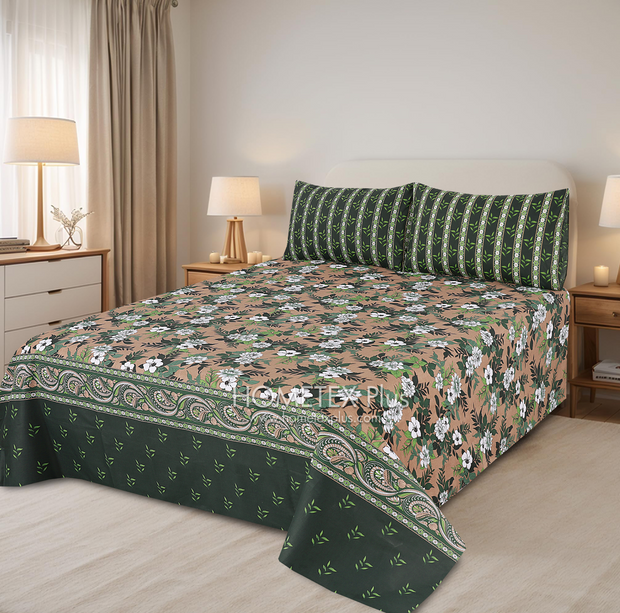 Divine Pure Cotton Bed Sheet - King - 3pcs - DBS324
