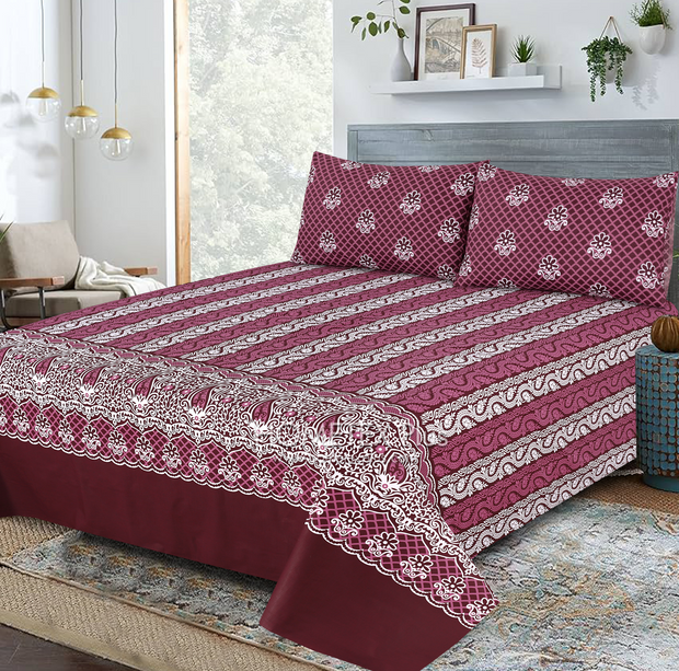 Divine Pure Cotton Bed Sheet - King - 3pcs - DBS325