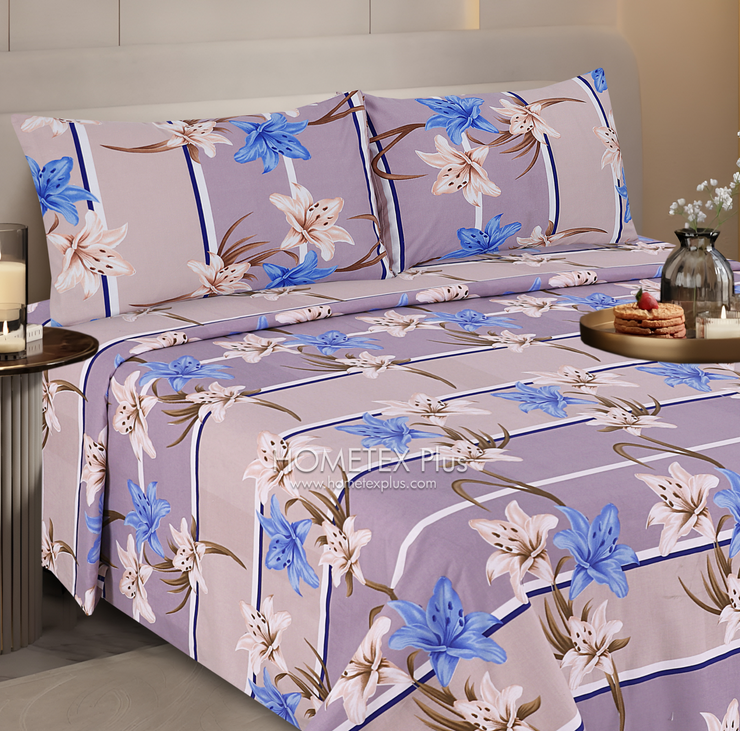 Divine Pure Cotton Bed Sheet - King - 3pcs - DBS347