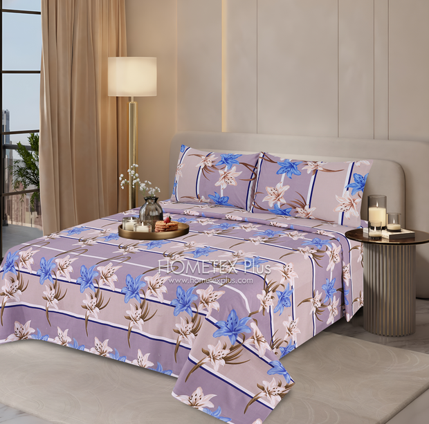 Divine Pure Cotton Bed Sheet - King - 3pcs - DBS347