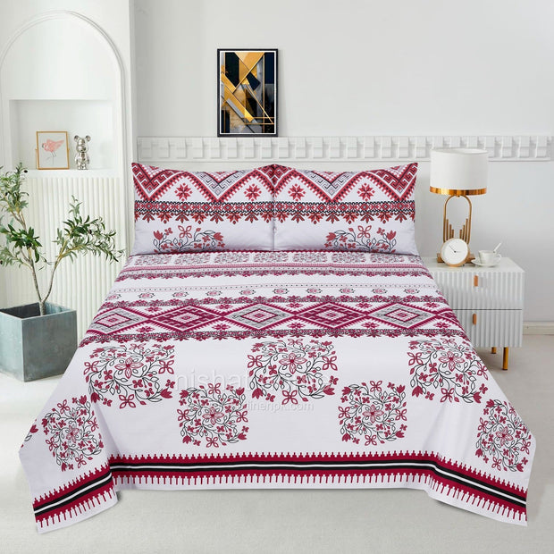 Divine Pure Cotton Bed Sheet - King - 3pcs - DBS241