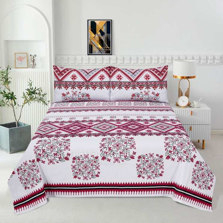 Divine Pure Cotton Bed Sheet - King - 3pcs - DBS241