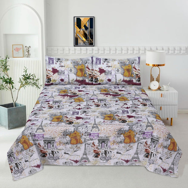 Divine Pure Cotton Bed Sheet - King - 3pcs - DBS245