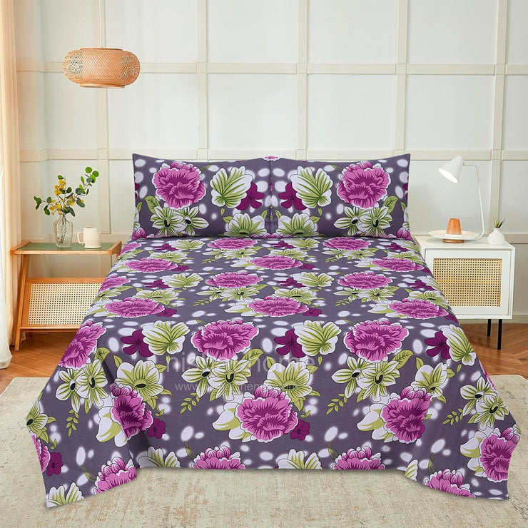 Divine Pure Cotton Bed Sheet - King - 3pcs - DBS246