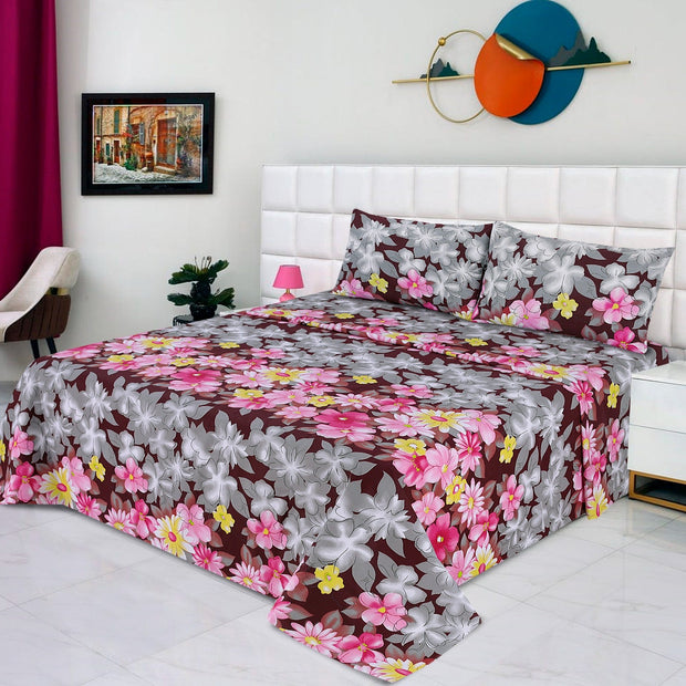 Divine Pure Cotton Bed Sheet - King - 3pcs - DBS253