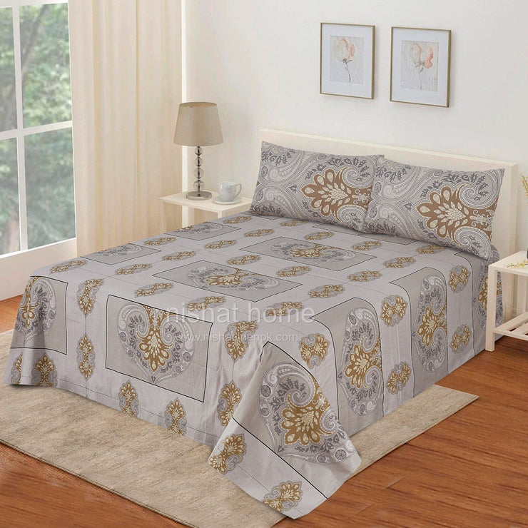 Divine Pure Cotton Bed Sheet - King - 3pcs - DBS273