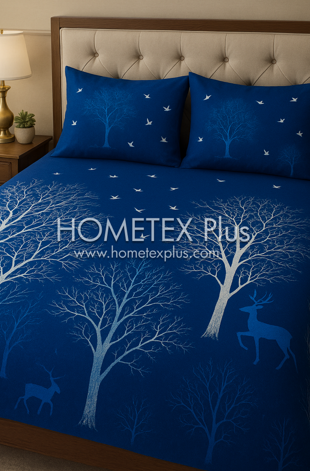 Royal Pure Cotton Printed Bed Sheet - King - 3pcs - RPB25