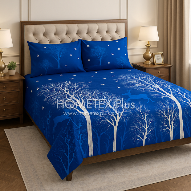 Royal Pure Cotton Printed Bed Sheet - King - 3pcs - RPB25