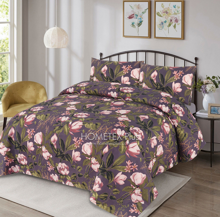 Royal Pure Cotton Printed Fitted Bed Sheet - King - 3pcs - RPF14