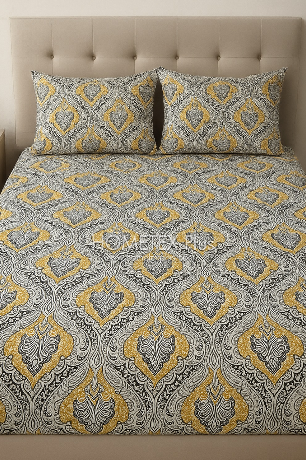 Royal Pure Cotton Printed Fitted Bed Sheet - King - 3pcs - RPF25