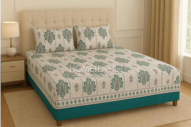 Royal Pure Cotton Printed Bed Sheet - King - 3pcs - RPB33