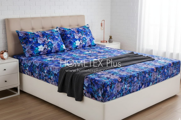 Royal Pure Cotton Printed Fitted Bed Sheet - King - 3pcs - RPF26