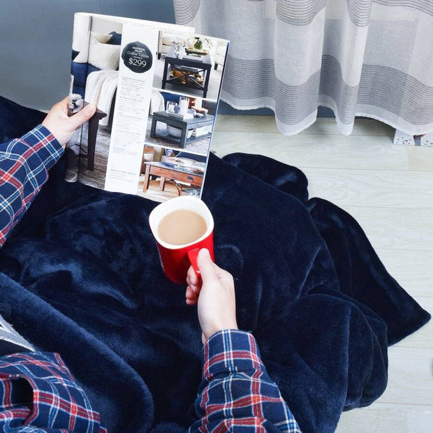 Luxury Plush Fleece Blanket - King - Navy - PFB03