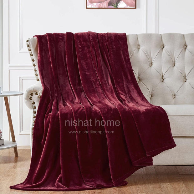 Luxury Plush Fleece Blanket - King - Burgundy - PFB10