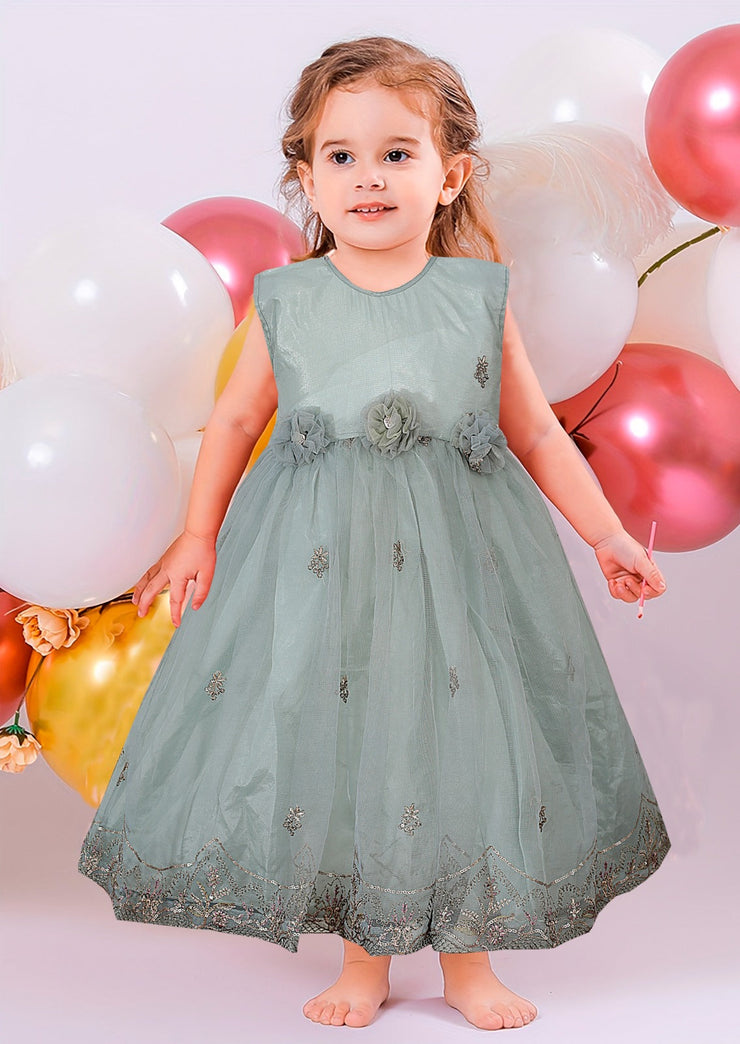 Baby Girl Frock - Net Embroidered Silk - BGF01