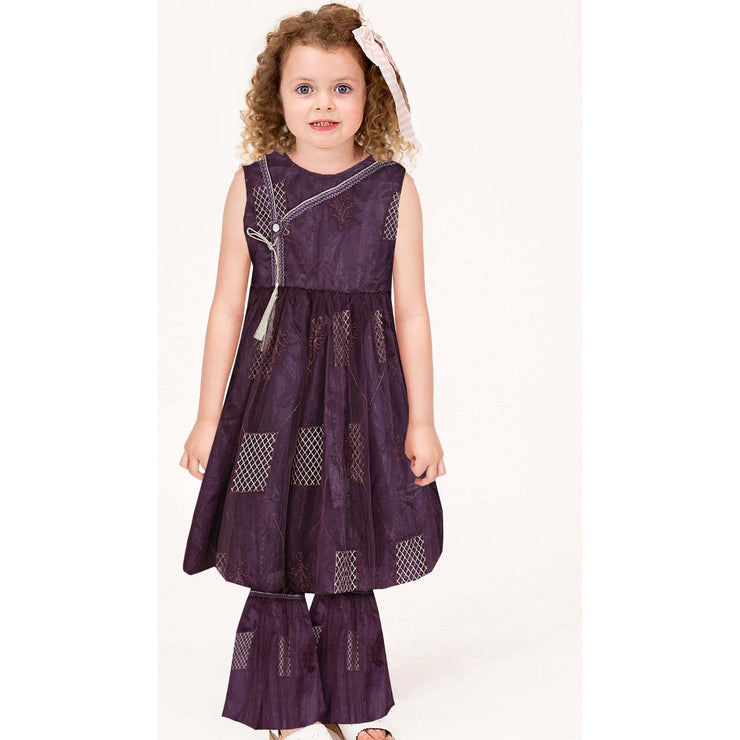 Baby Girl Frock - Net Embroidered Silk - 2pcs - BGF04