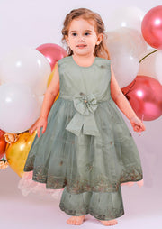 Baby Girl Frock - Net Embroidered Silk - 2pcs - BGF07