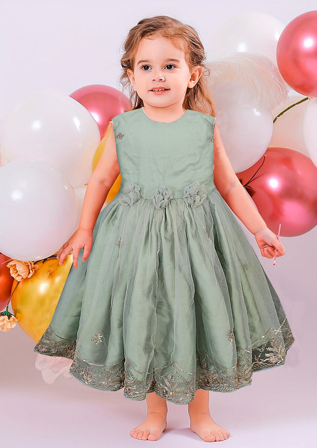 Baby Girl Frock - Net Embroidered Silk - BGF08