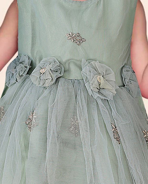 Baby Girl Frock - Net Embroidered Silk - BGF10
