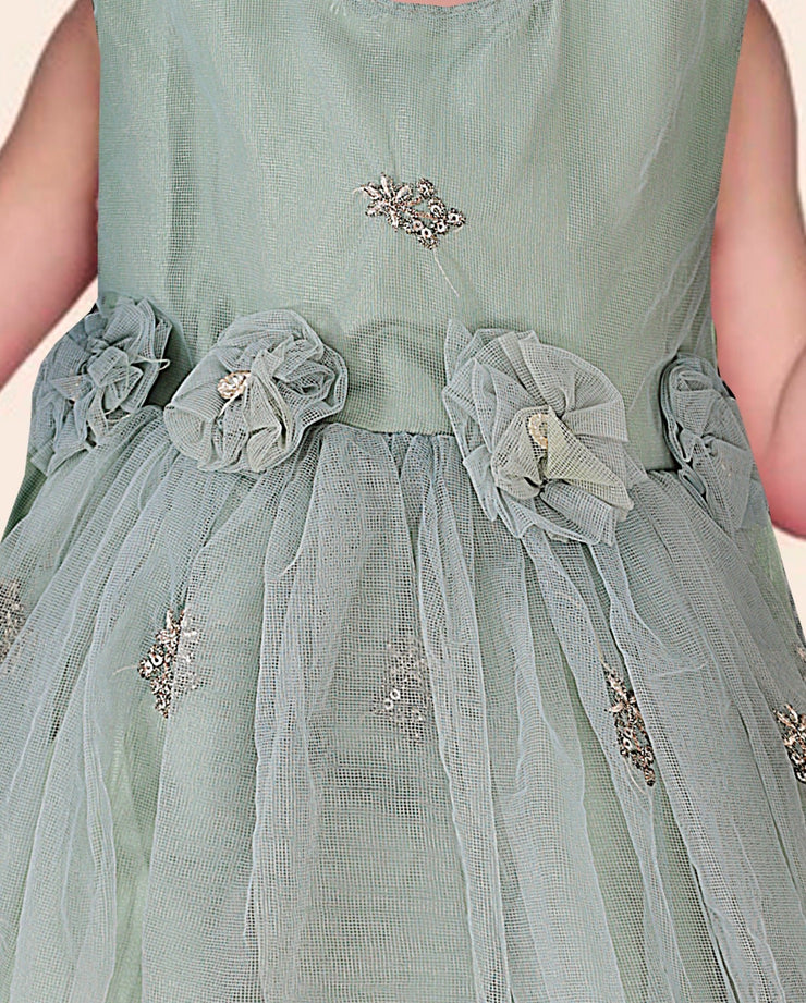 Baby Girl Frock - Net Embroidered Silk - BGF10