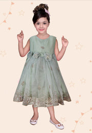 Baby Girl Frock - Net Embroidered Silk - BGF10