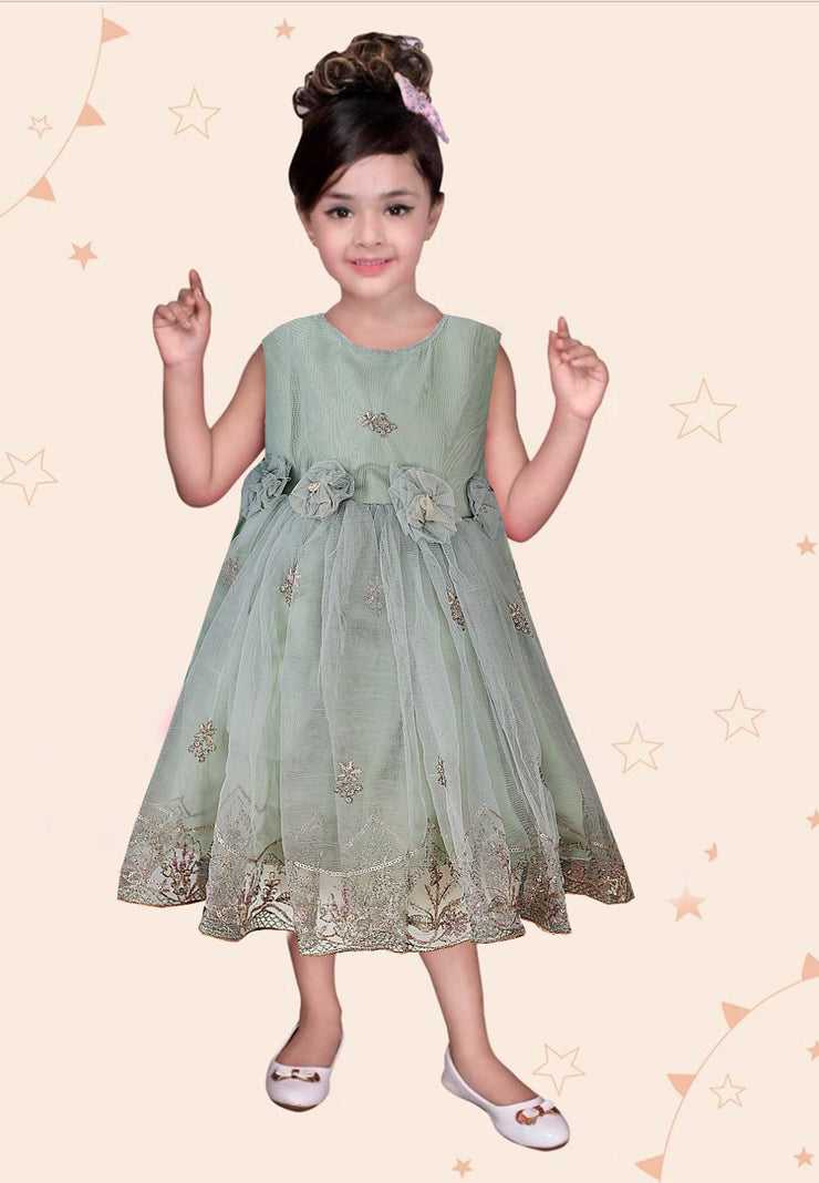 Baby Girl Frock - Net Embroidered Silk - BGF10