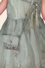 Baby Girl Frock - Net Embroidered Silk - 2pcs - BGF11