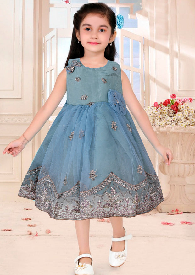 Baby Girl Frock - Net Embroidered Silk - BGF13